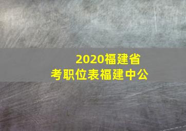 2020福建省考职位表福建中公