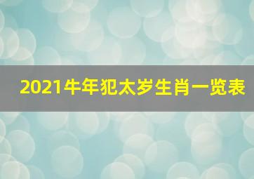 2021牛年犯太岁生肖一览表