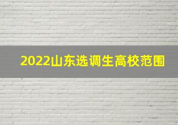 2022山东选调生高校范围