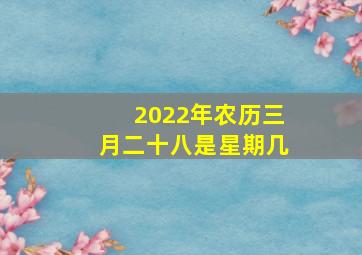 2022年农历三月二十八是星期几