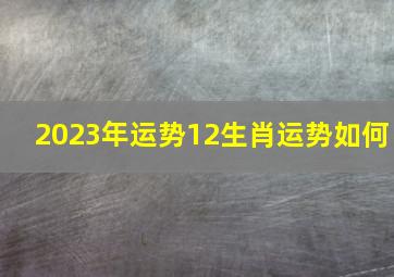 2023年运势12生肖运势如何