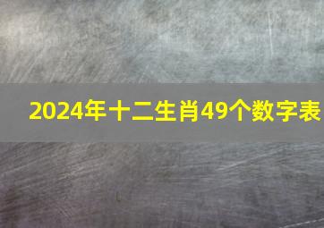 2024年十二生肖49个数字表