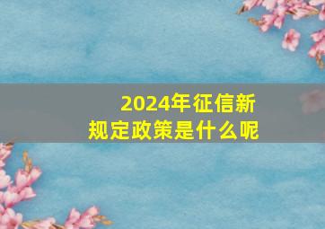 2024年征信新规定政策是什么呢