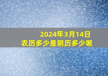 2024年3月14日农历多少是阴历多少呢