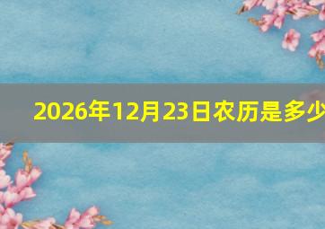 2026年12月23日农历是多少