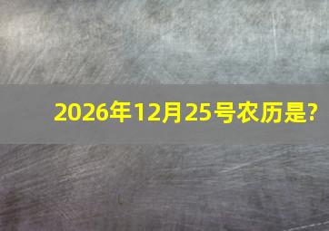 2026年12月25号农历是?