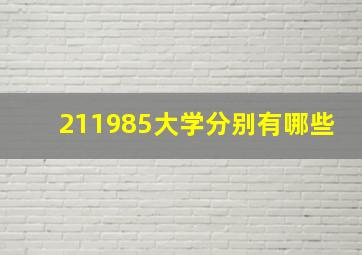 211985大学分别有哪些