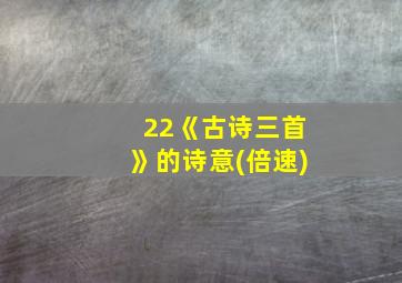 22《古诗三首》的诗意(倍速)