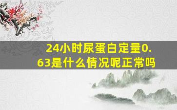 24小时尿蛋白定量0.63是什么情况呢正常吗