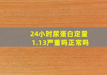 24小时尿蛋白定量1.13严重吗正常吗