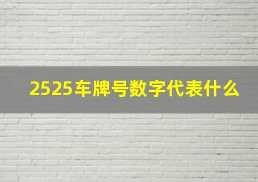 2525车牌号数字代表什么