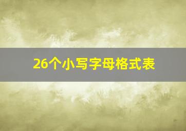 26个小写字母格式表