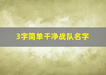 3字简单干净战队名字