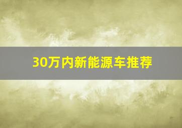 30万内新能源车推荐