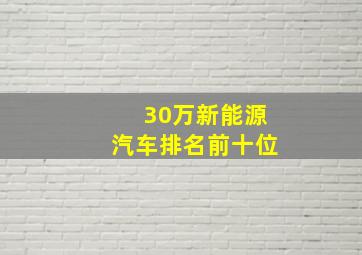 30万新能源汽车排名前十位