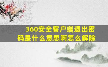 360安全客户端退出密码是什么意思啊怎么解除