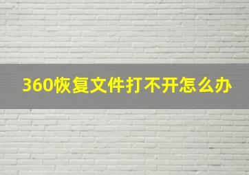 360恢复文件打不开怎么办