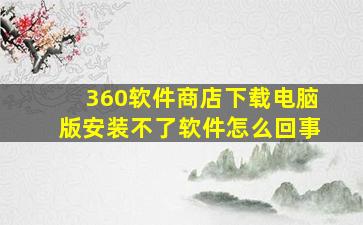 360软件商店下载电脑版安装不了软件怎么回事