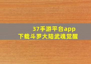 37手游平台app下载斗罗大陆武魂觉醒