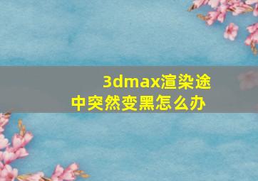 3dmax渲染途中突然变黑怎么办