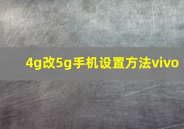 4g改5g手机设置方法vivo