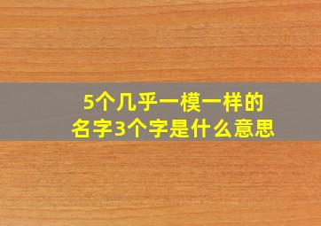 5个几乎一模一样的名字3个字是什么意思