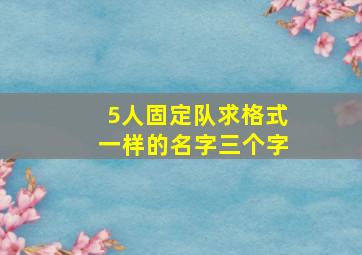 5人固定队求格式一样的名字三个字