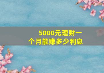 5000元理财一个月能赚多少利息