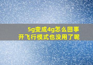 5g变成4g怎么回事开飞行模式也没用了呢