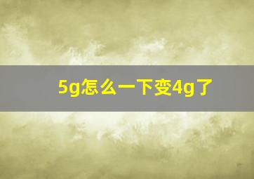 5g怎么一下变4g了