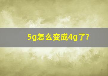 5g怎么变成4g了?