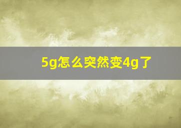 5g怎么突然变4g了