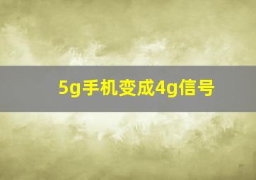 5g手机变成4g信号