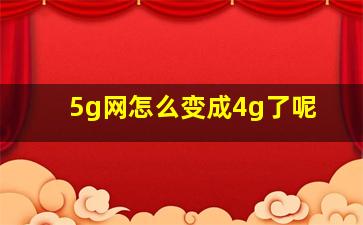 5g网怎么变成4g了呢