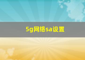 5g网络sa设置