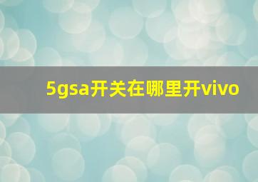 5gsa开关在哪里开vivo