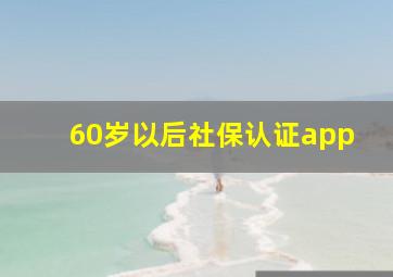 60岁以后社保认证app