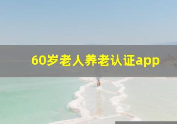 60岁老人养老认证app