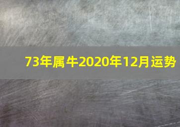 73年属牛2020年12月运势