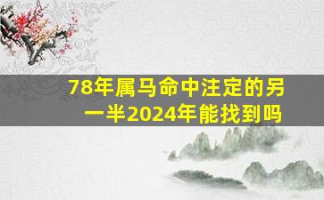 78年属马命中注定的另一半2024年能找到吗