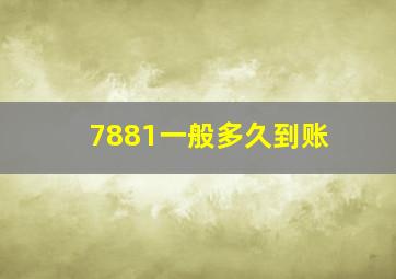 7881一般多久到账