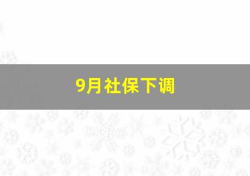 9月社保下调