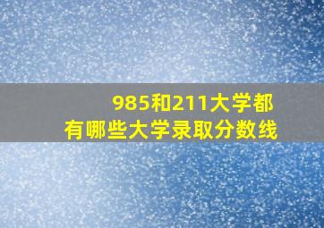 985和211大学都有哪些大学录取分数线