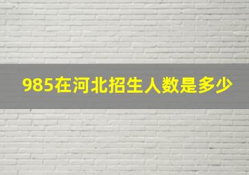 985在河北招生人数是多少