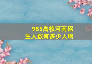 985高校河南招生人数有多少人啊