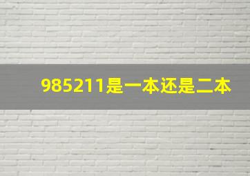 985211是一本还是二本