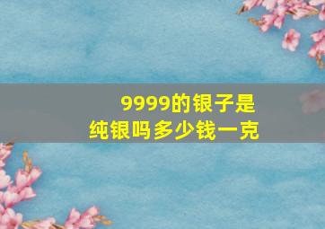 9999的银子是纯银吗多少钱一克