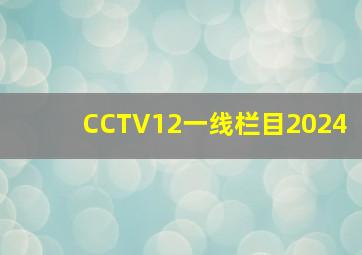 CCTV12一线栏目2024