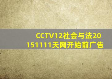 CCTV12社会与法20151111天网开始前广告