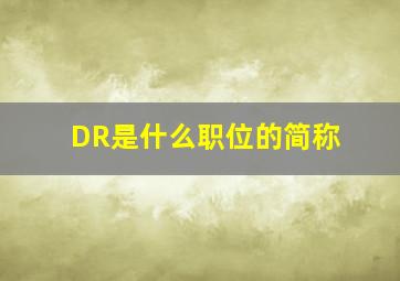 DR是什么职位的简称